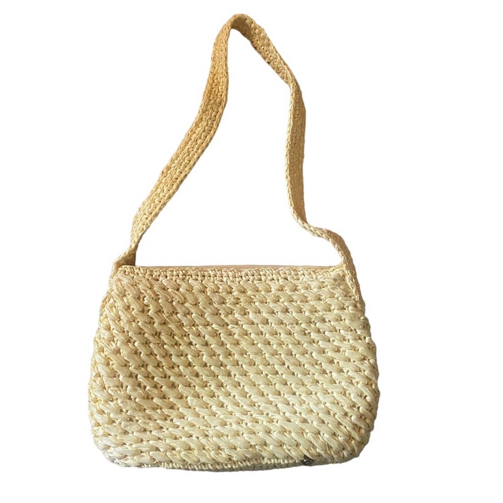 Vintage Walborg made in Japan yellow plastic weave zip up shoulder bag